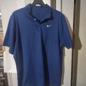 Nike Men's Polo Shirt in Checkered Royal Blue